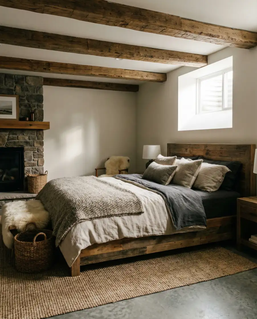 Rustic Basement Bedroom with Warm Character 1