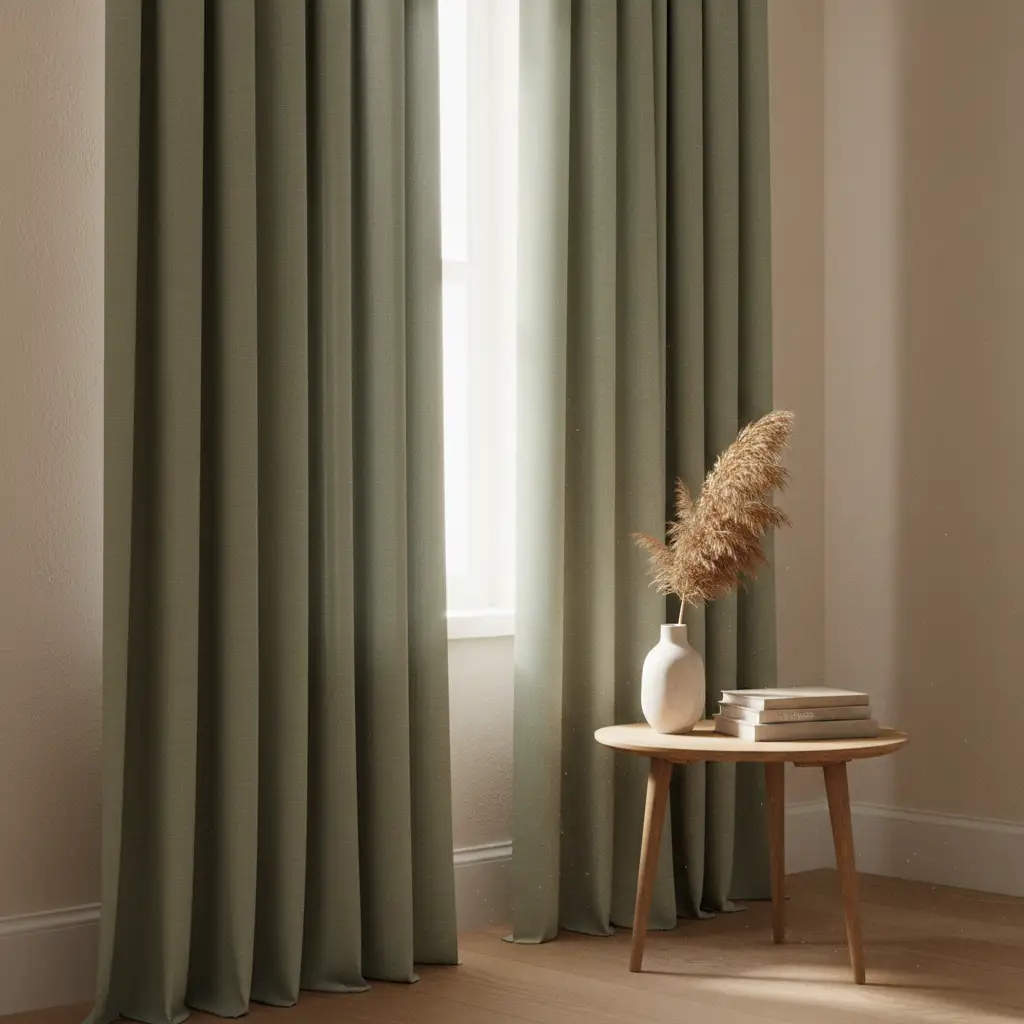 Sage Green Curtains for a Calm Neutral Bedroom 2