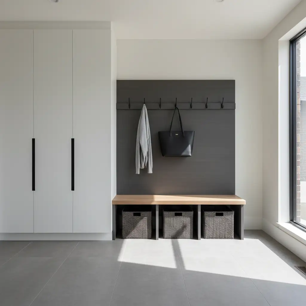 Shaped Mudroom Built into Architecture 2