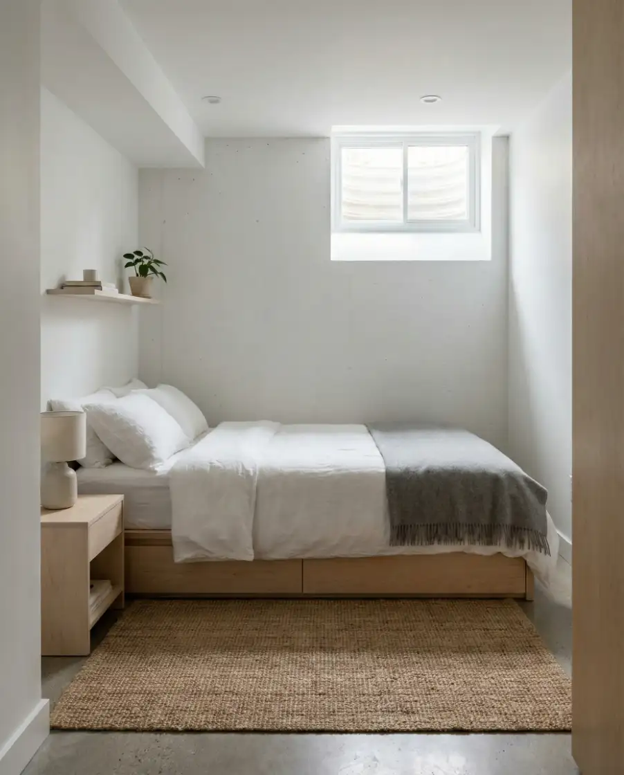 Small Basement Bedroom with Smart Layout Planning 2
