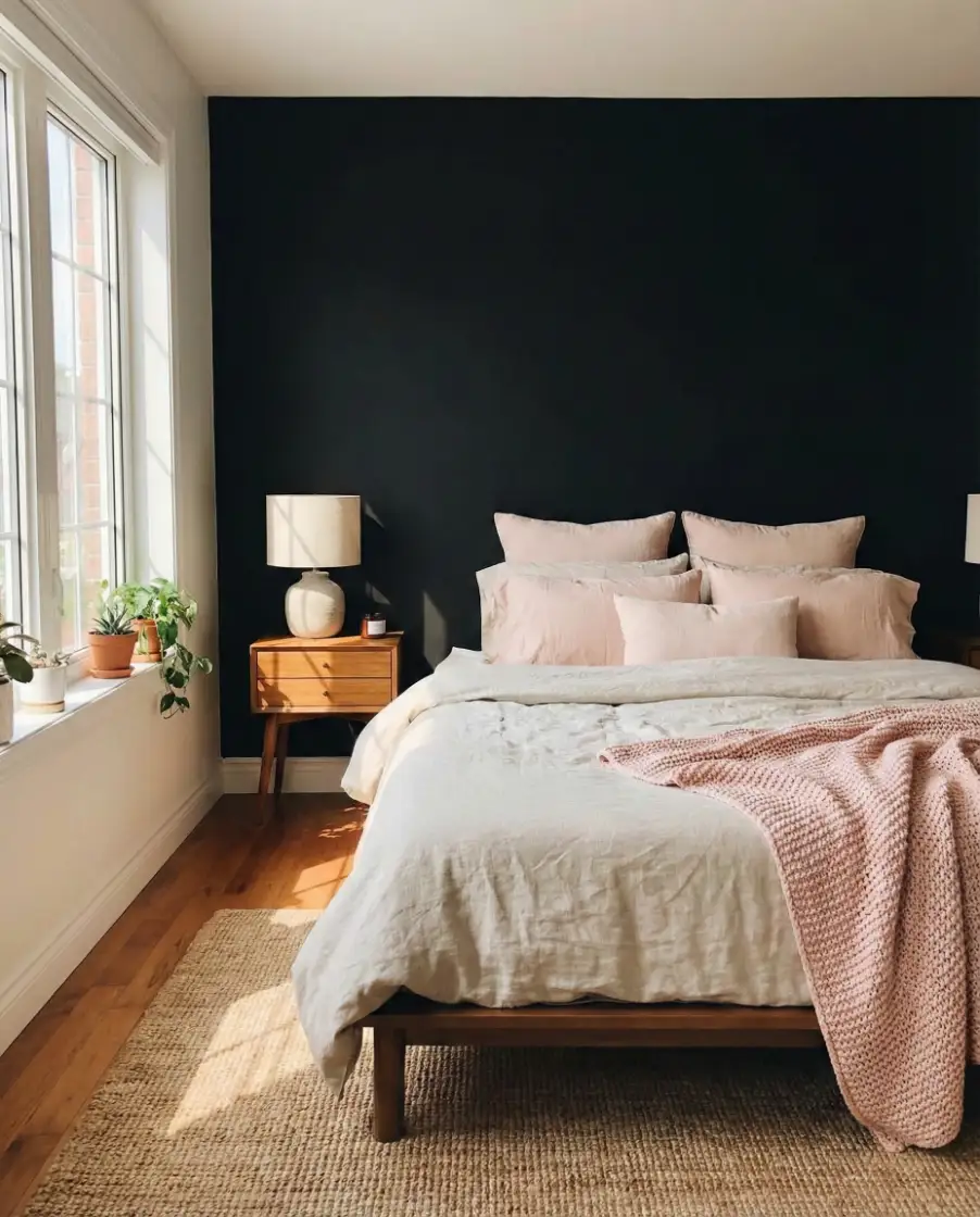 Soft Black Wall With Pink Accents 2
