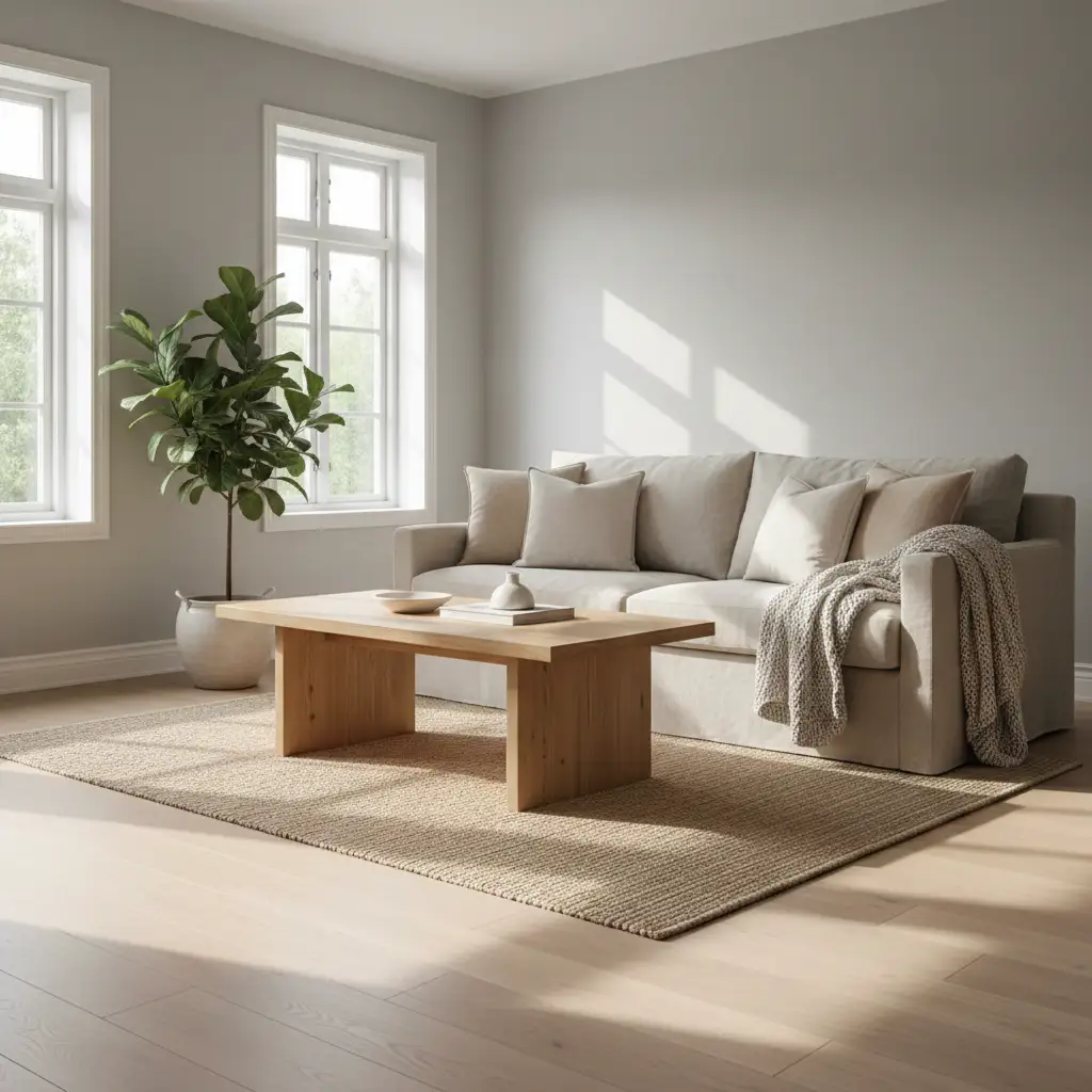 Soft Gray with Warm Wood Layers 1