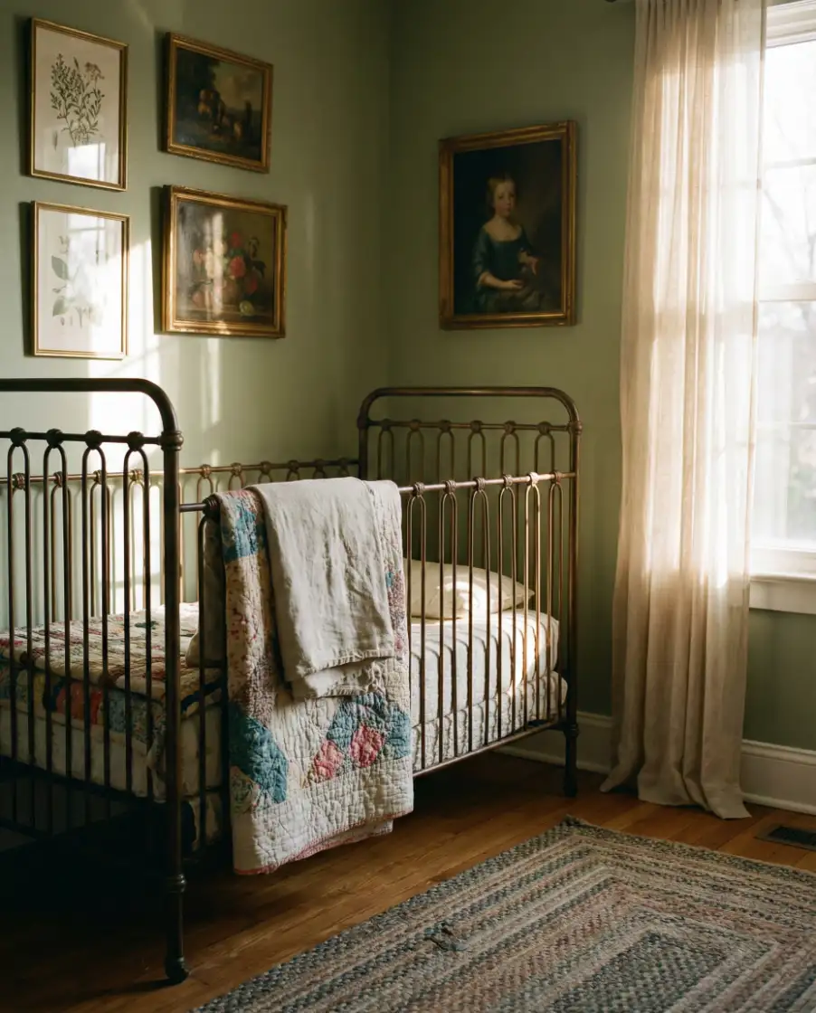 Soft Green Nursery with Vintage Accents 1