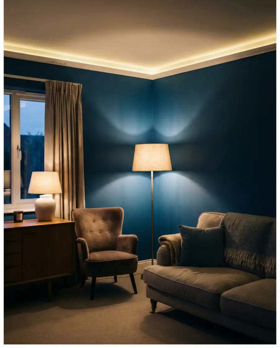 Soft Lighting for Blue Walls and Calm Evenings 2