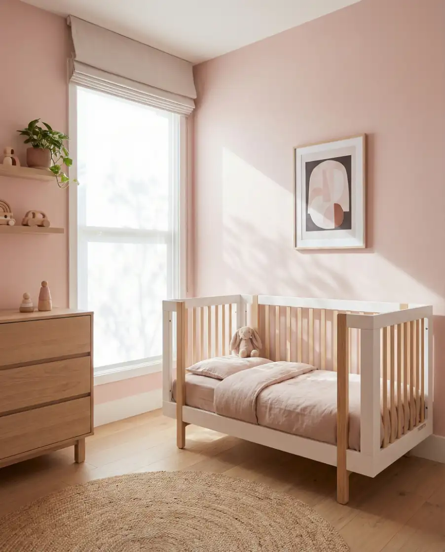 Soft Pink Nursery with Modern Balance 1