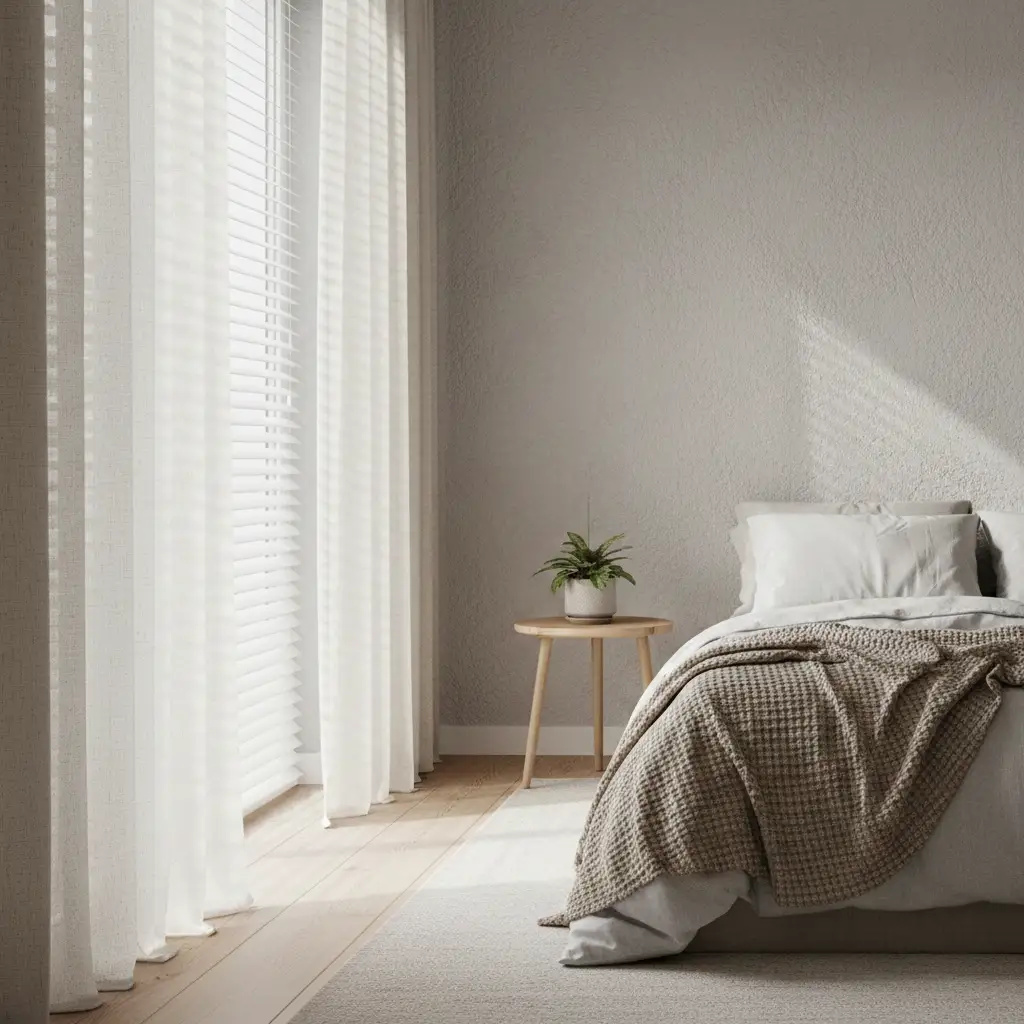 Soft White Curtains with Blinds for Modern Masters 2