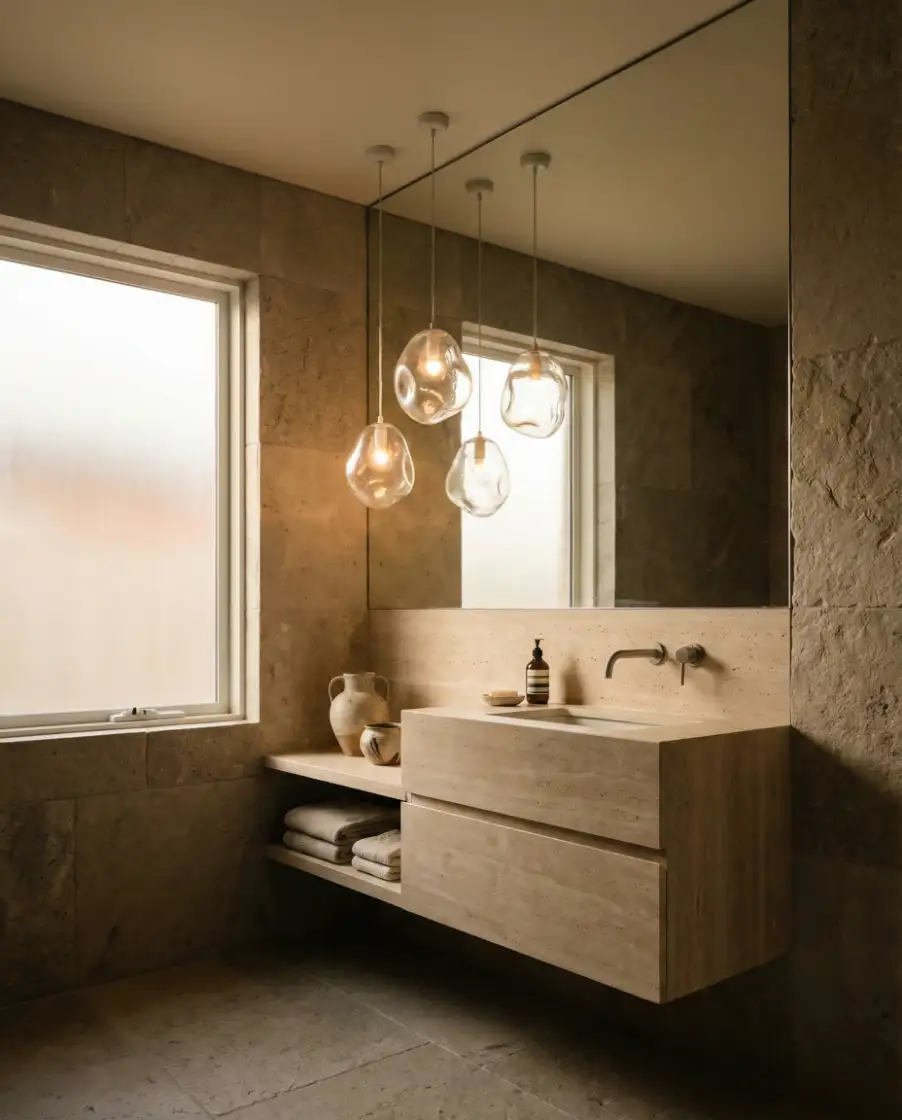 Statement Lighting as Bathroom Art 1