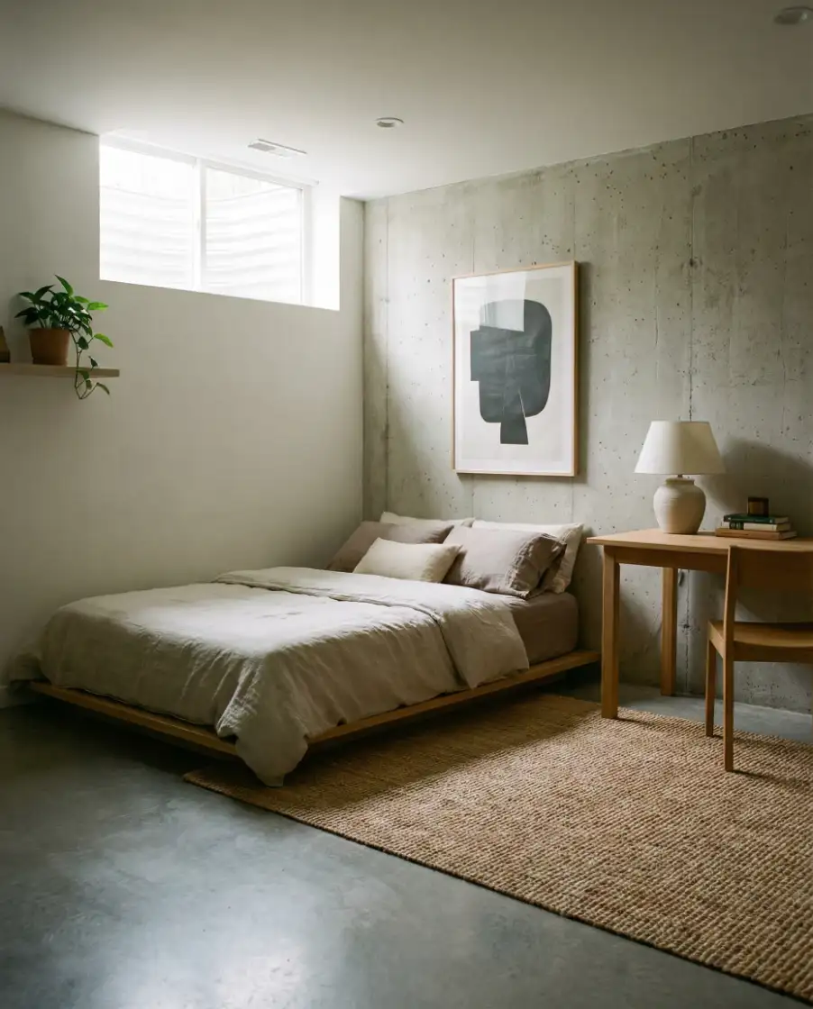 Teen Basement Bedroom with Clean, Grown-Up Style 2