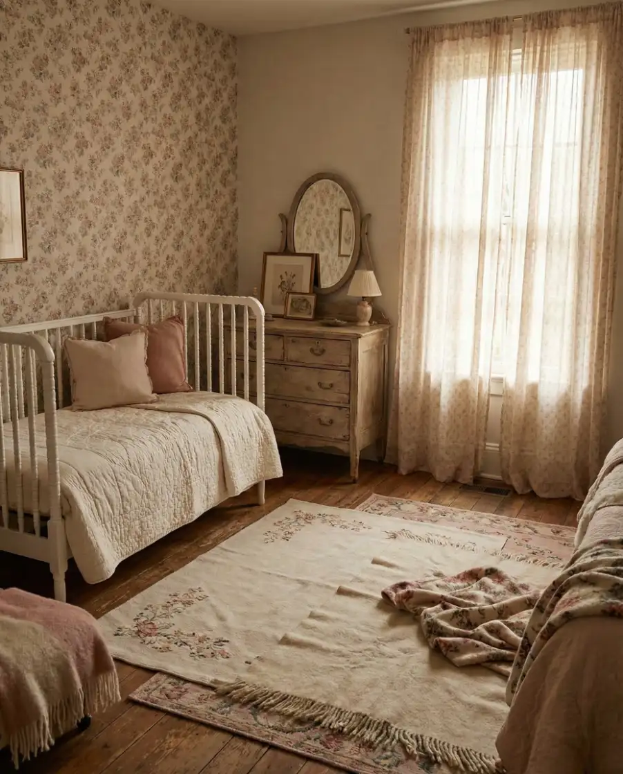 Vintage Floral Nursery with Soft Layers 1