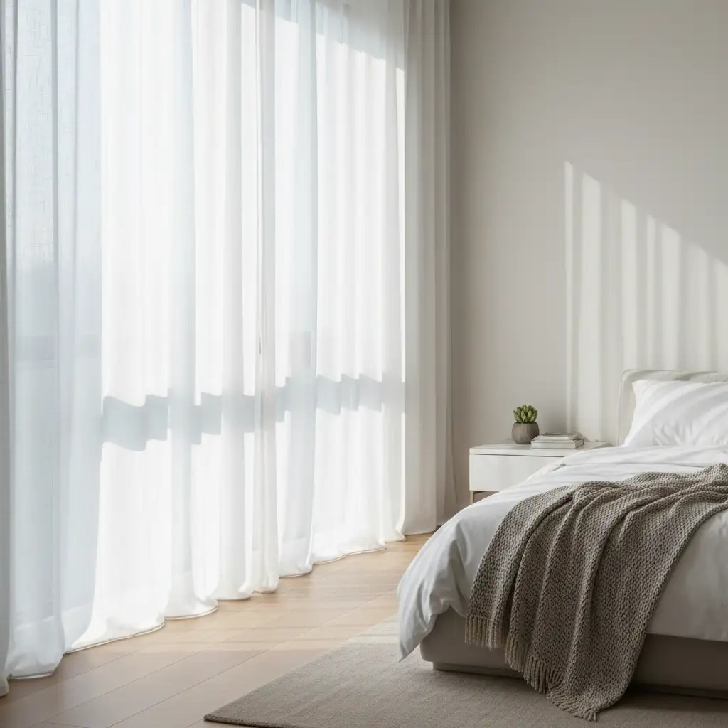 White Curtains for Bright Master Modern Bedrooms 2