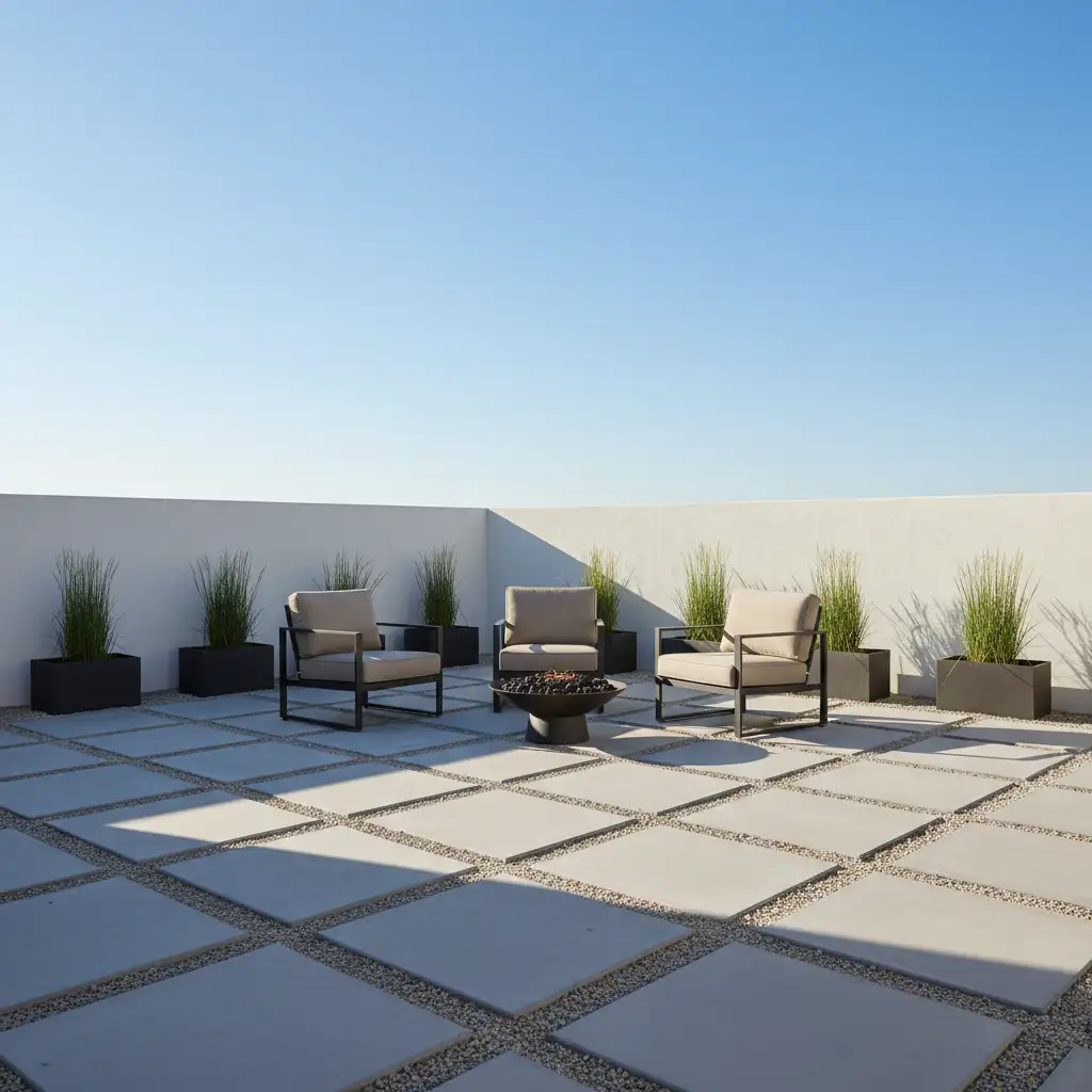 Affordable Backyard Patio with Gravel and Concrete Mix 1