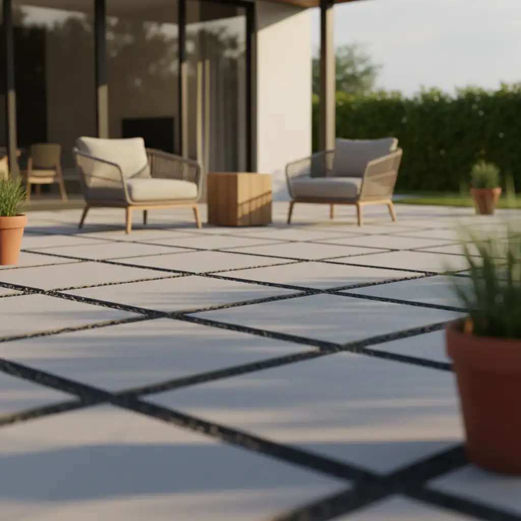 Affordable Backyard Patio with Gravel and Concrete Mix 2