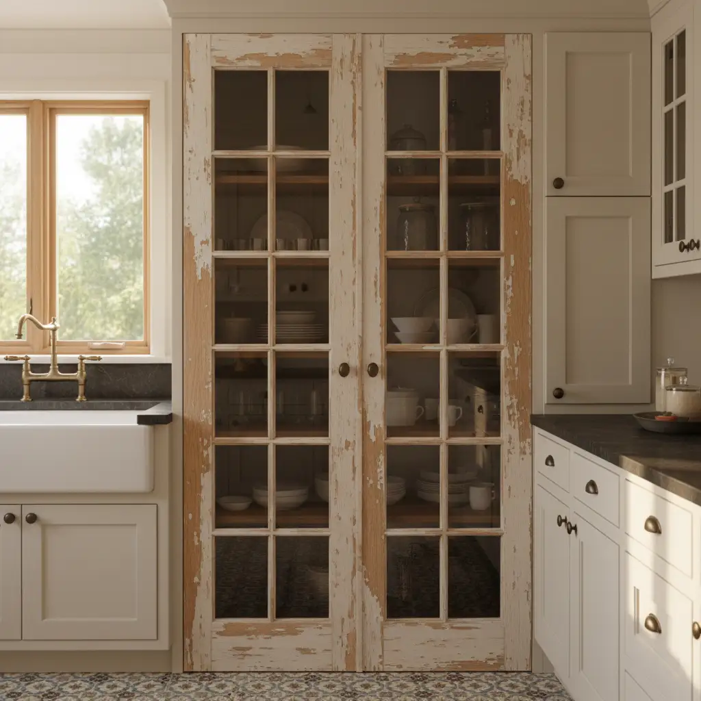 Antique Double Glass Pantry Doors 1