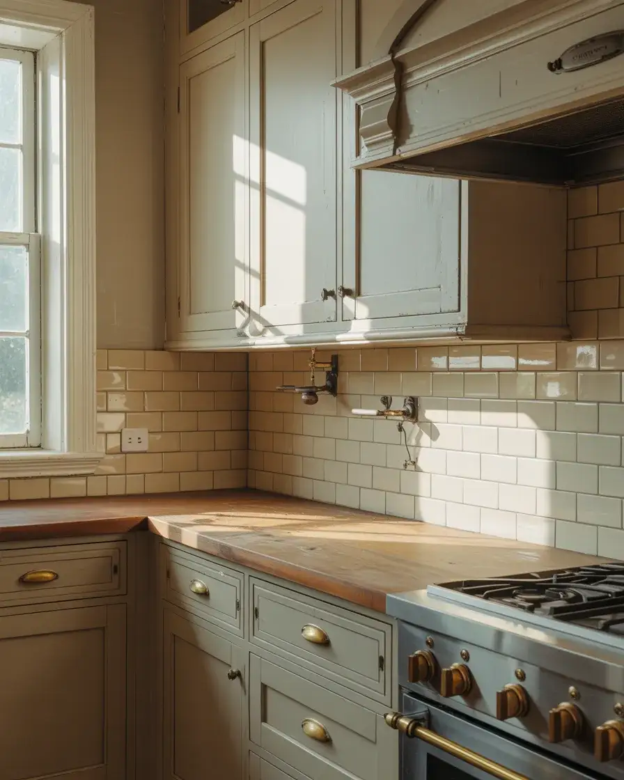 Antique Off-White Cabinets with Character 1