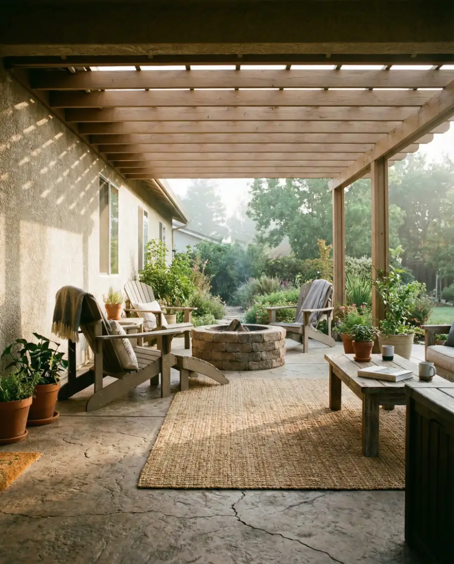 Attached-to-House Covered Patio Pergola 2