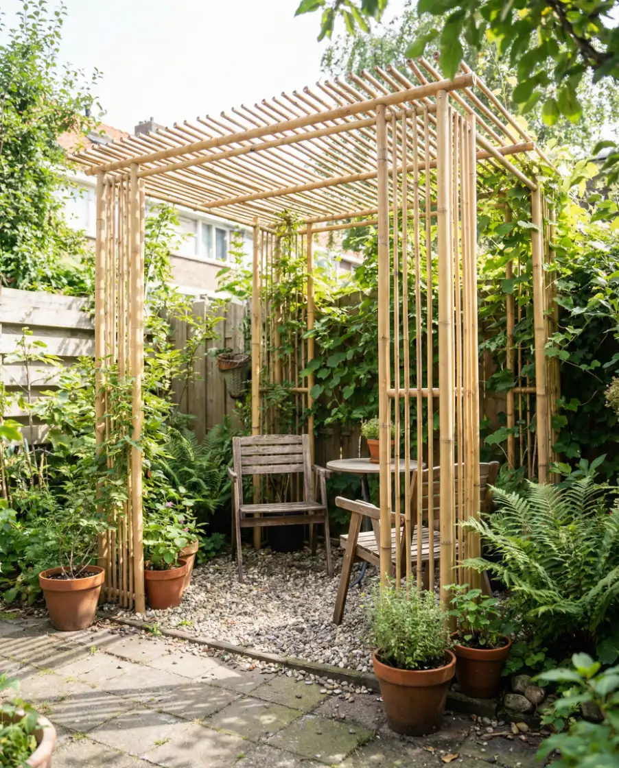 Bamboo Pergola for Compact Backyards 1