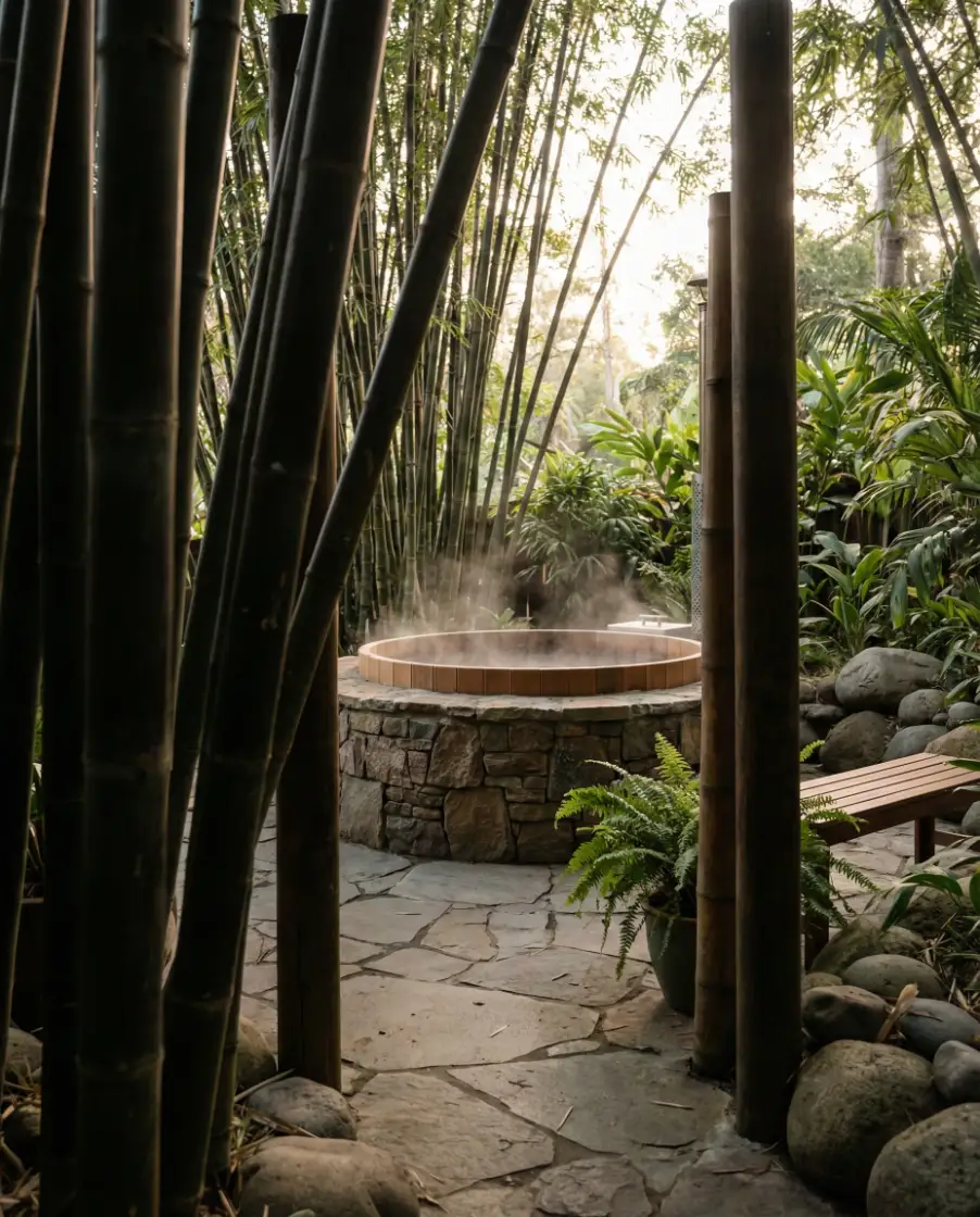Bamboo Pergola for Hot Tub Retreats 1