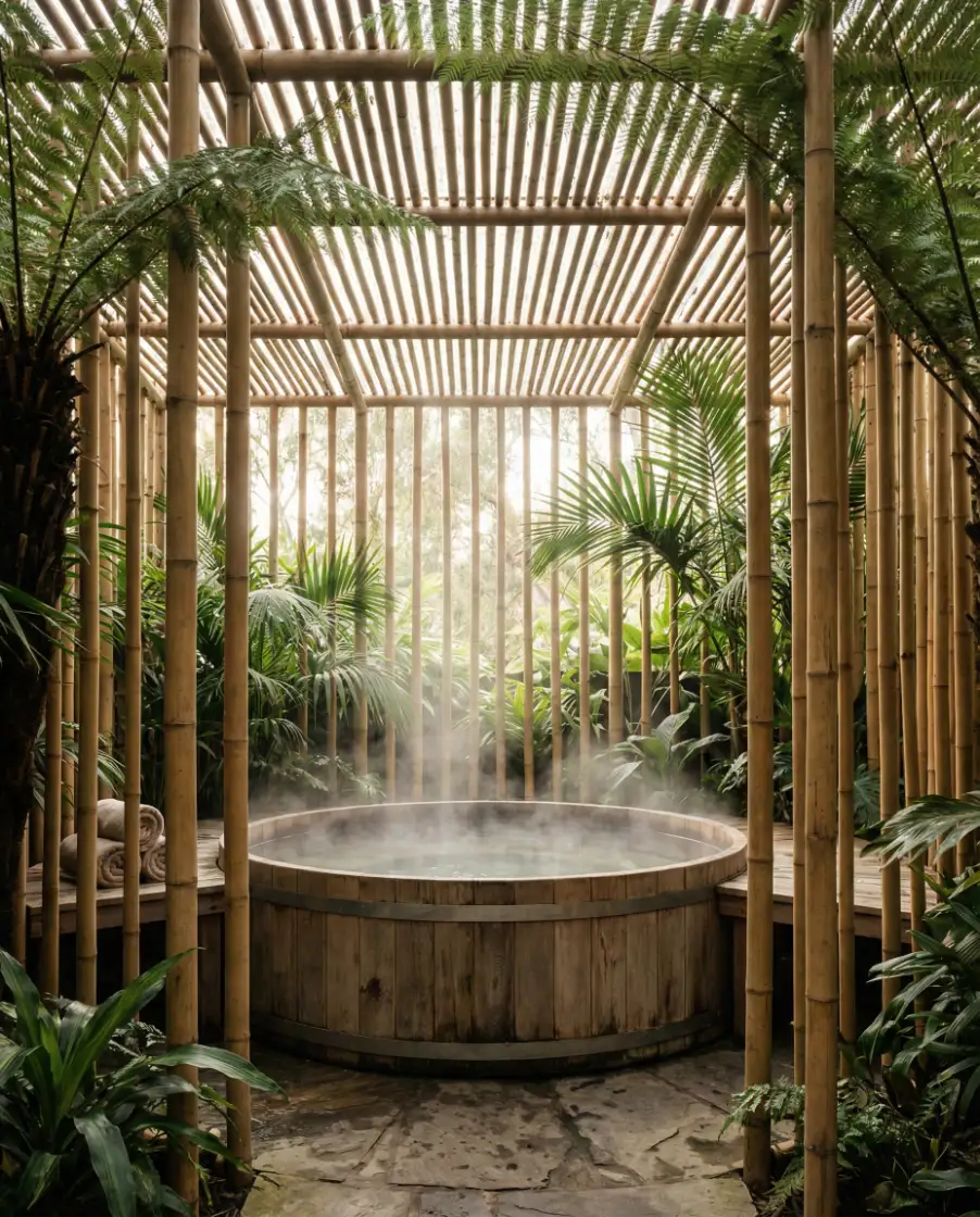 Bamboo Pergola for Hot Tub Retreats 2