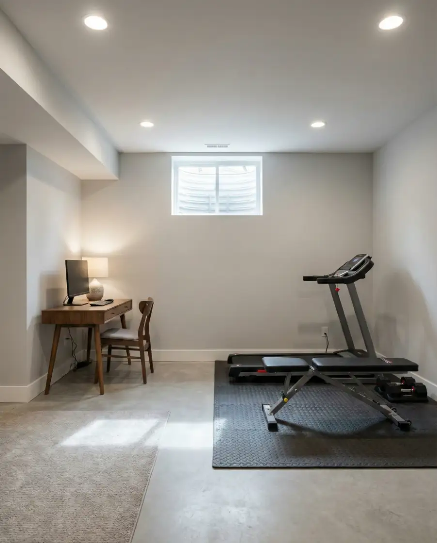 Basement Office and Gym Combo Layout 1