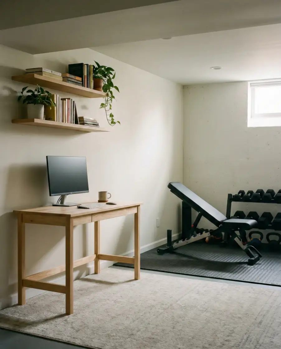 Basement Office and Gym Combo Layout 2