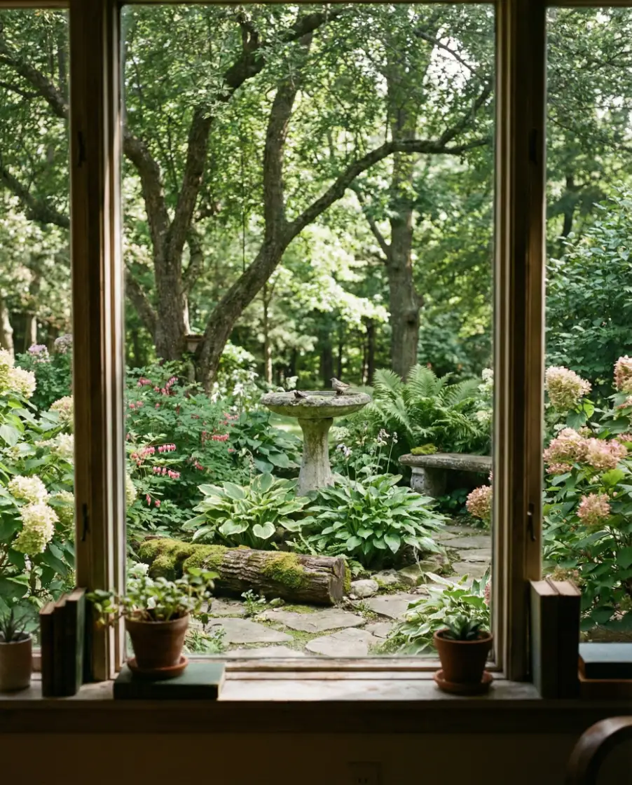 Bird Bath Garden with Soft Shade 2