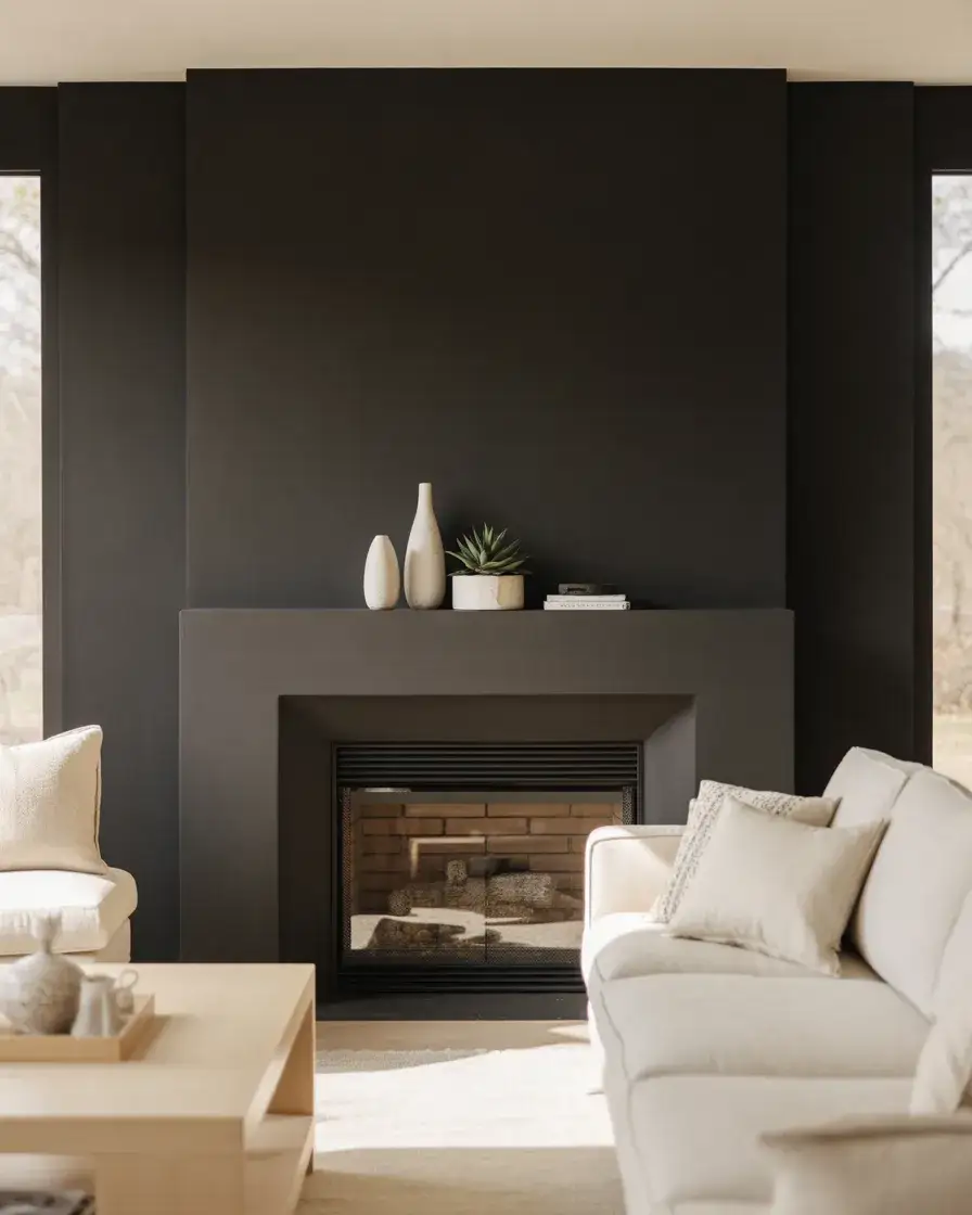 Black Fireplace Accent Wall 1