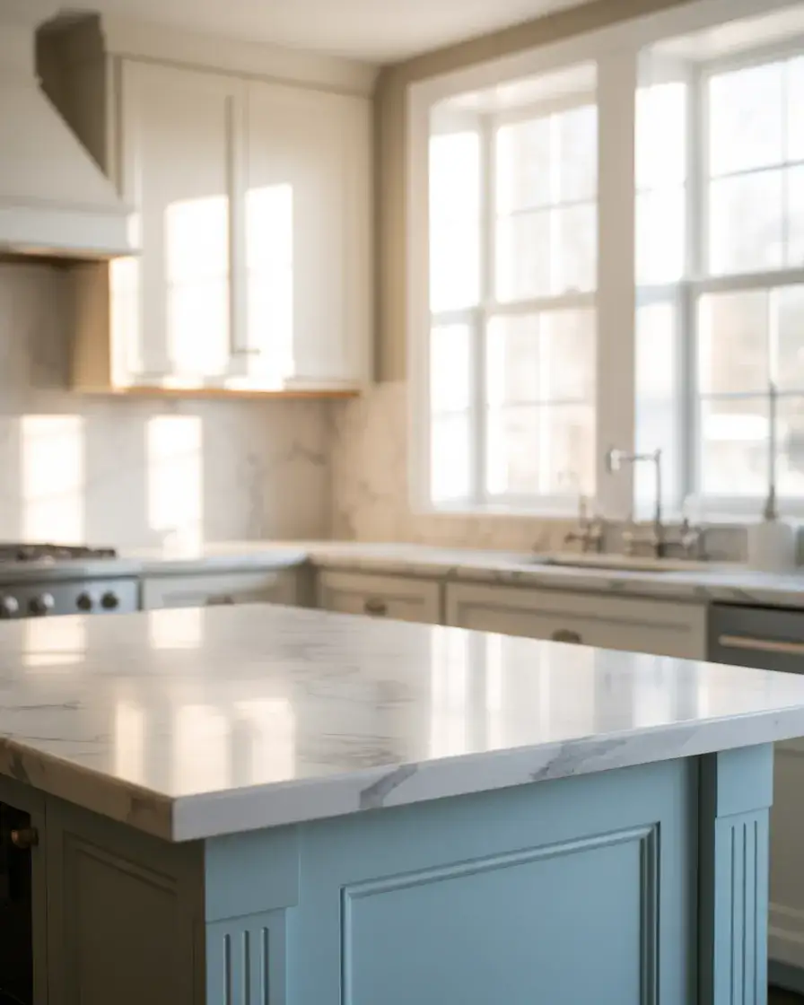 Blue and White Transitional Cabinet Mix 1