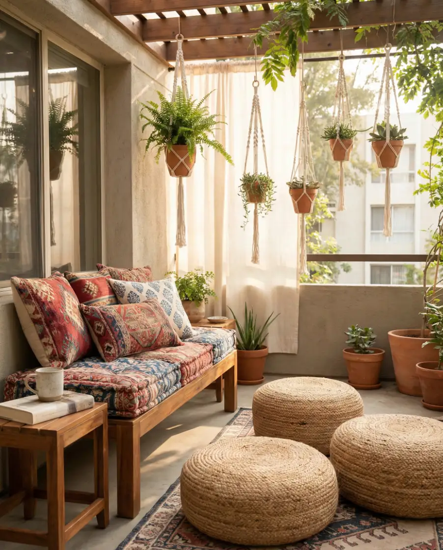 Budget Bohemian Apartment Patio 1