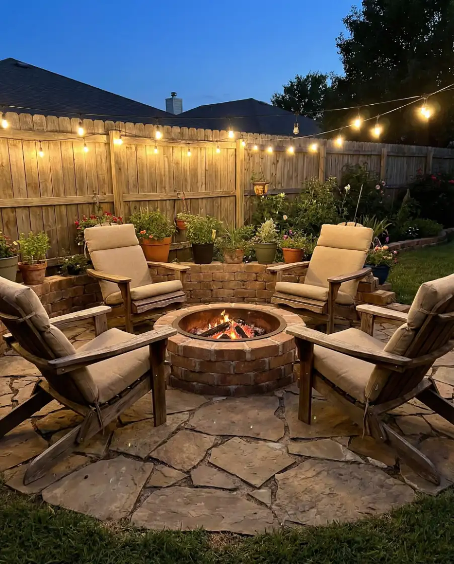 Budget-Friendly Brick Corner Fire Pit 1