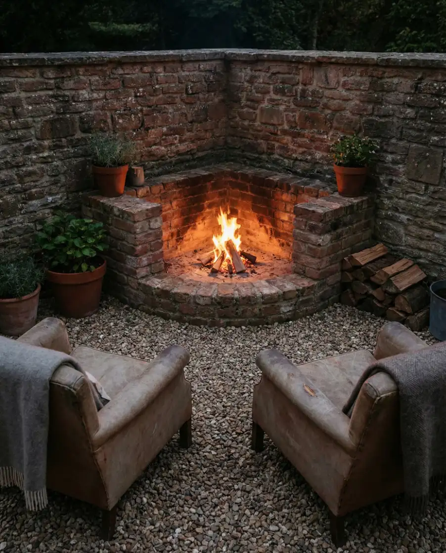 Budget-Friendly Brick Corner Fire Pit 2