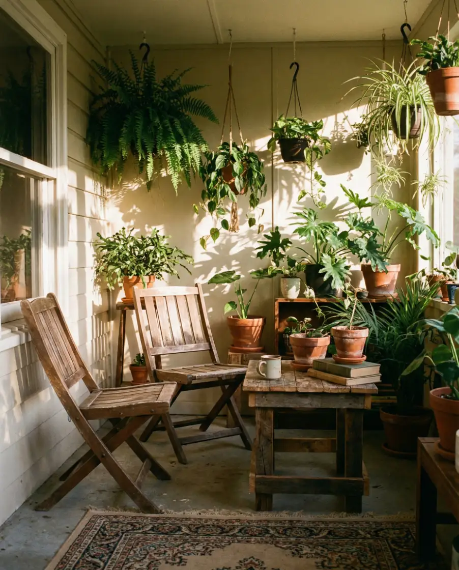 Budget Friendly Green Sunroom 2