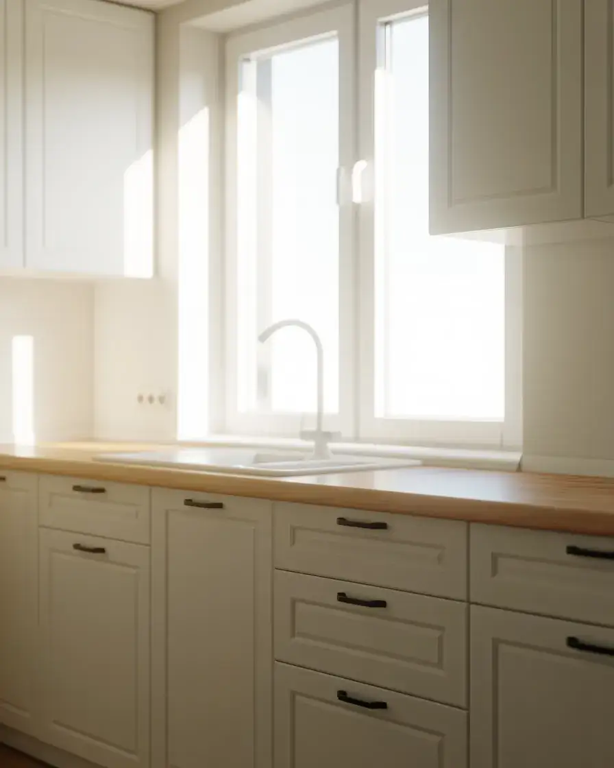 Budget-Friendly White Cabinets with Black Details 1