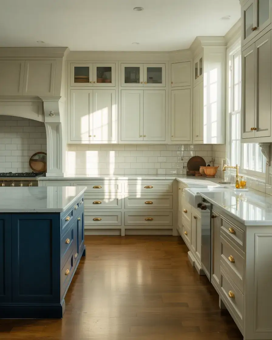 Classic White Cabinets with Traditional Blue Touches 1