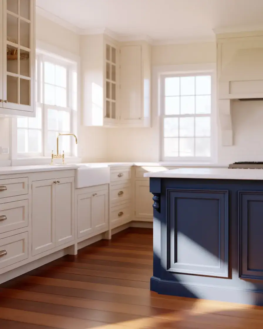 Classic White Cabinets with Traditional Blue Touches 2