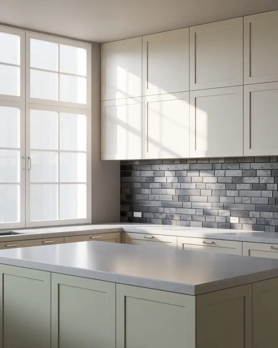 Contemporary White Cabinets with Gray Layers 1