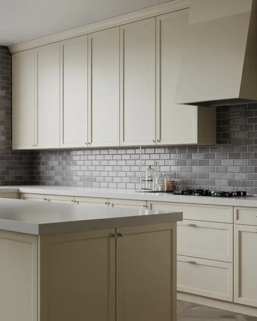 Contemporary White Cabinets with Gray Layers 2