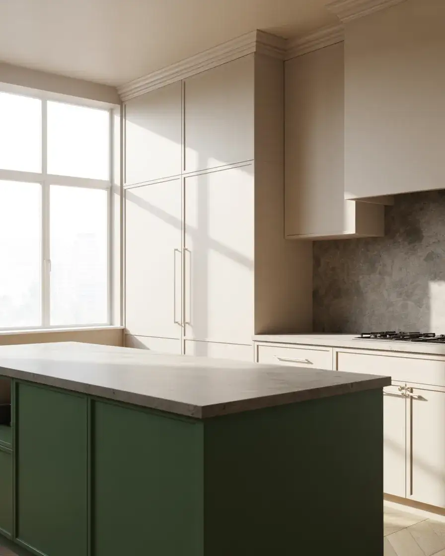 Contemporary White Cabinets with Green Highlights 2