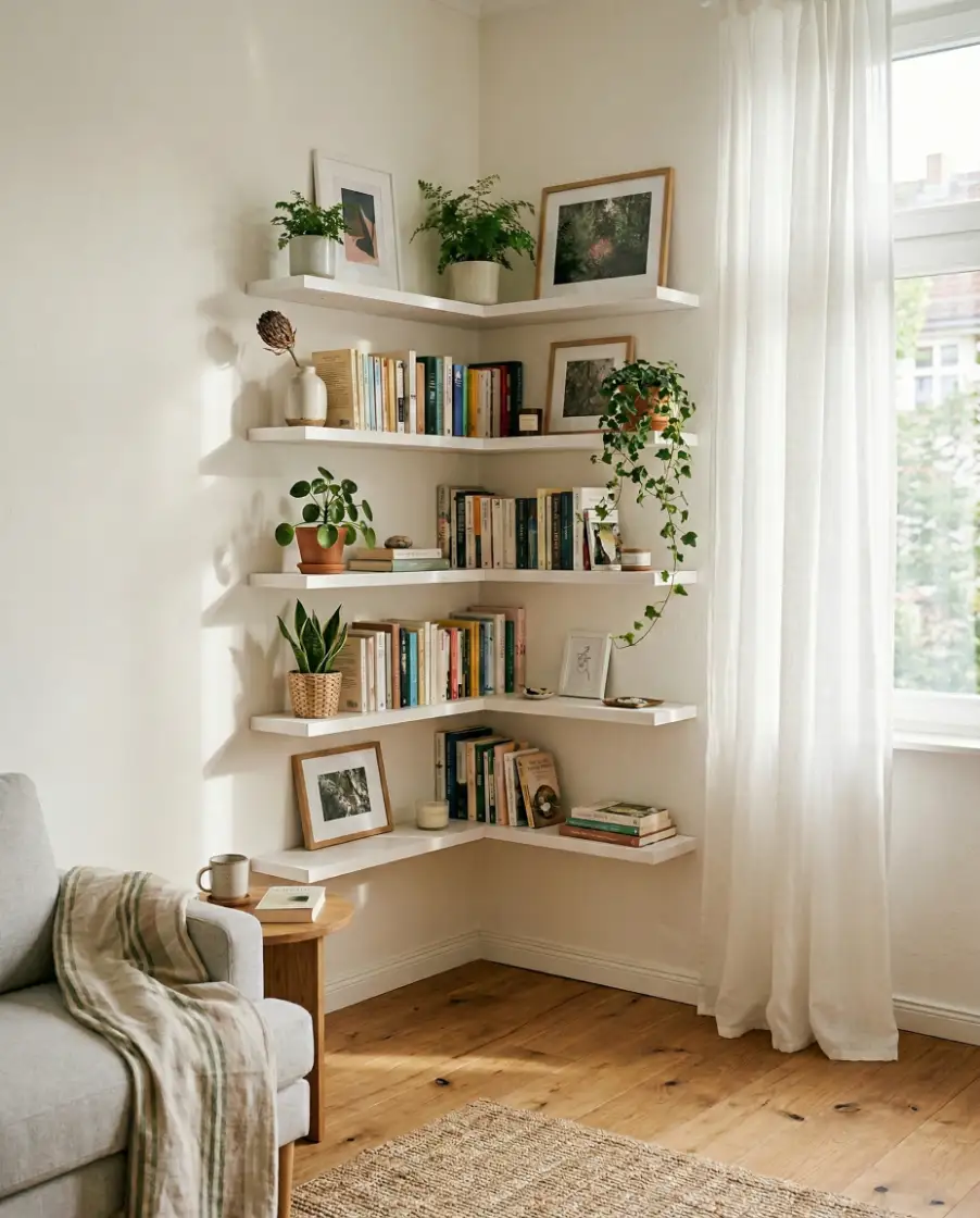 Corner Floating Shelves for Small Spaces 1
