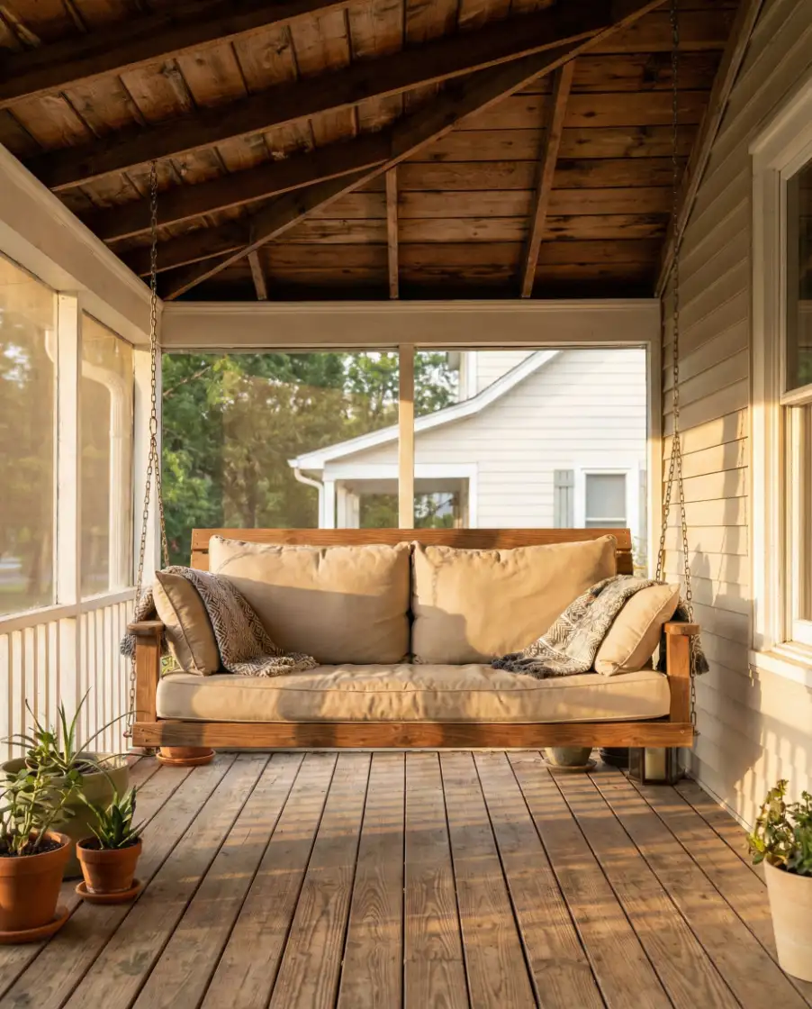 Covered Porch with Swing Seating 1