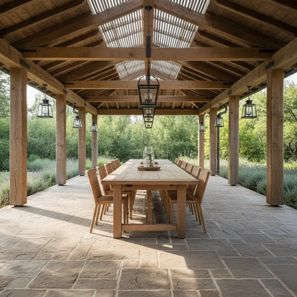 Covered Rustic Dining Patio 1
