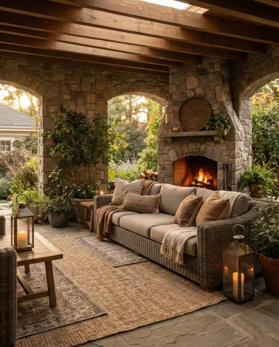 Cozy Covered Patio with Fireplace 1