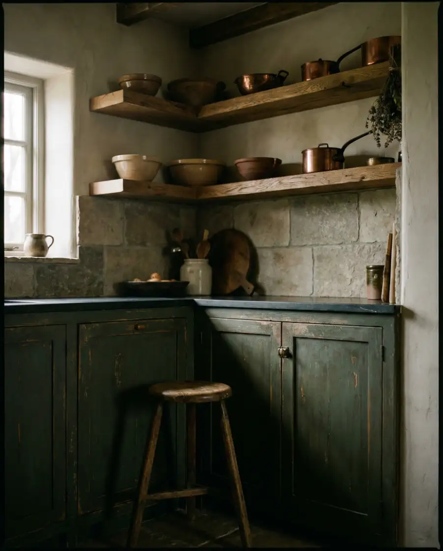 Cozy Dark Cottage Kitchen 1
