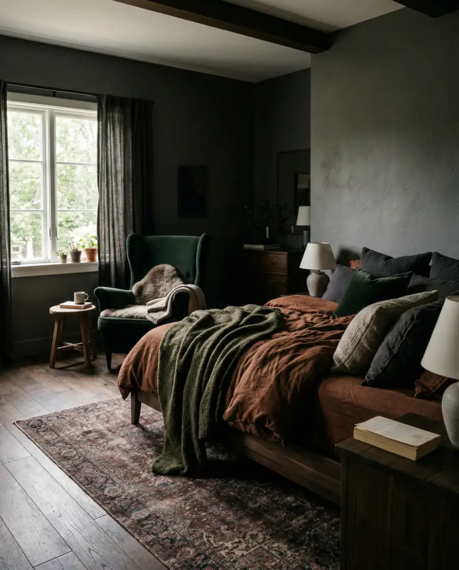 Cozy Dark Reading Corner Bedroom 2