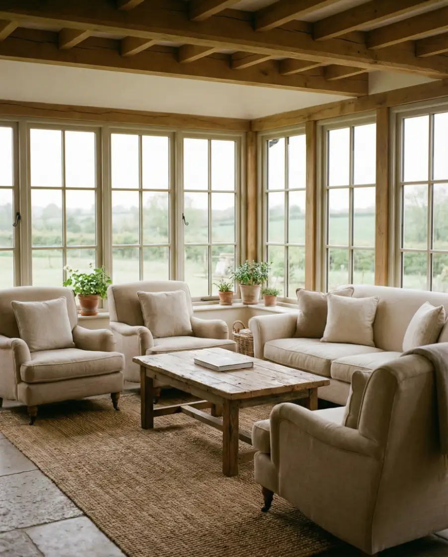 Cozy Farmhouse Glass Sunroom 1
