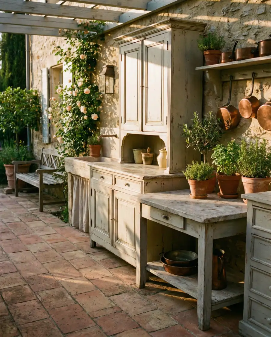 Cozy French Farmhouse Corner Kitchen 2