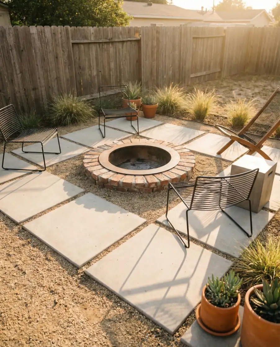 DIY Projects Fire Pit with Square Pavers 1
