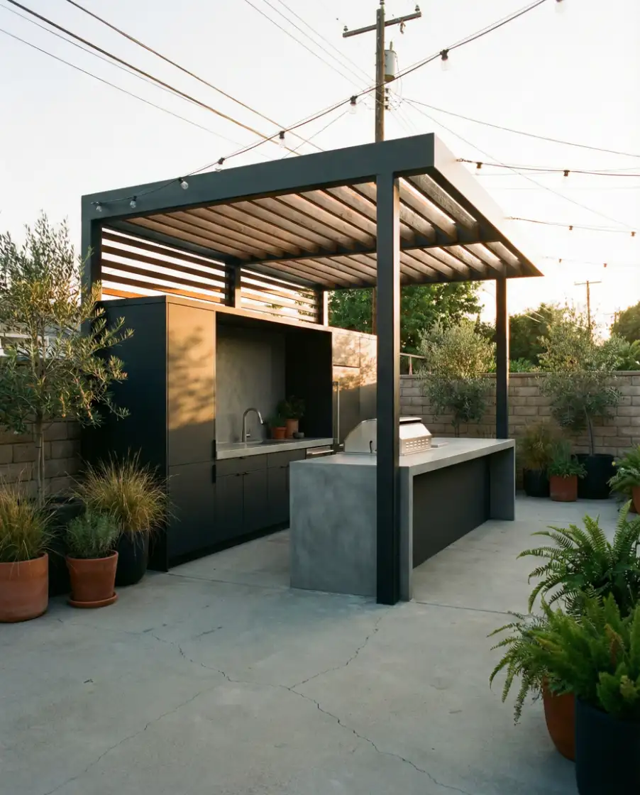 Dark Modern Pergola Kitchen 2