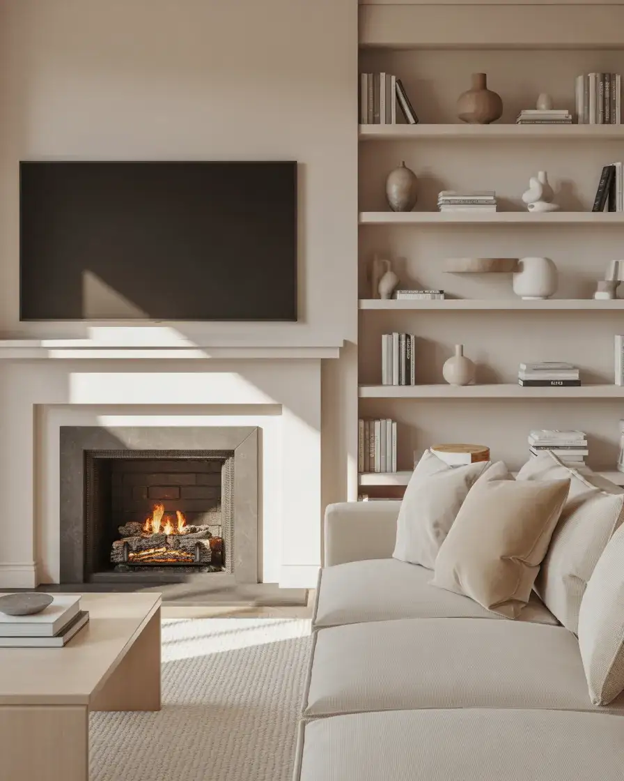 Decorating Around a TV Fireplace Wall 2