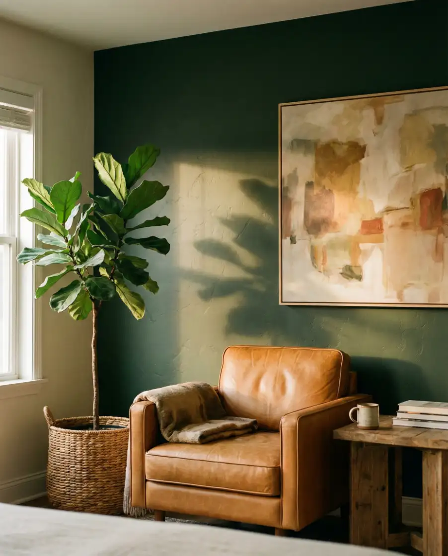 Deep Green Statement Wall 2
