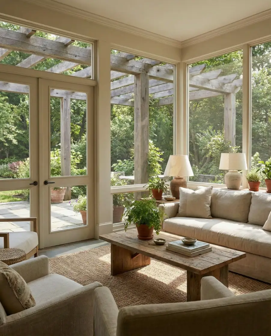 Enclosed Screened-In Garden Pergola 1